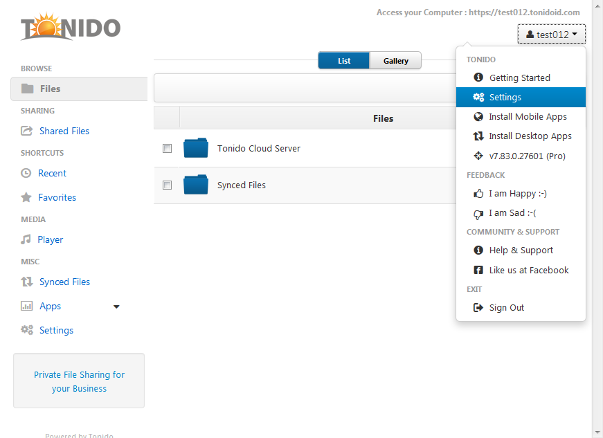 Tonido personal cloud server