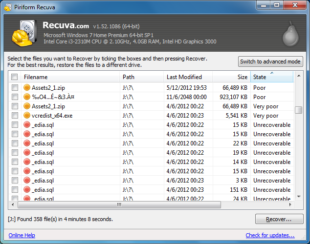 Recuva Cyclic Redundancy Check error fix