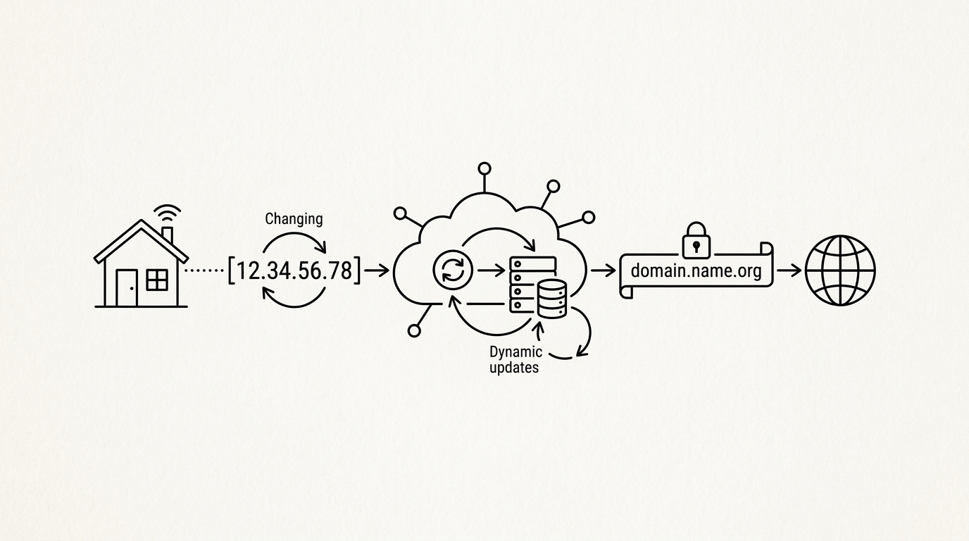 DDNS (Dynamic DNS), WikiWalls Glossary illustration