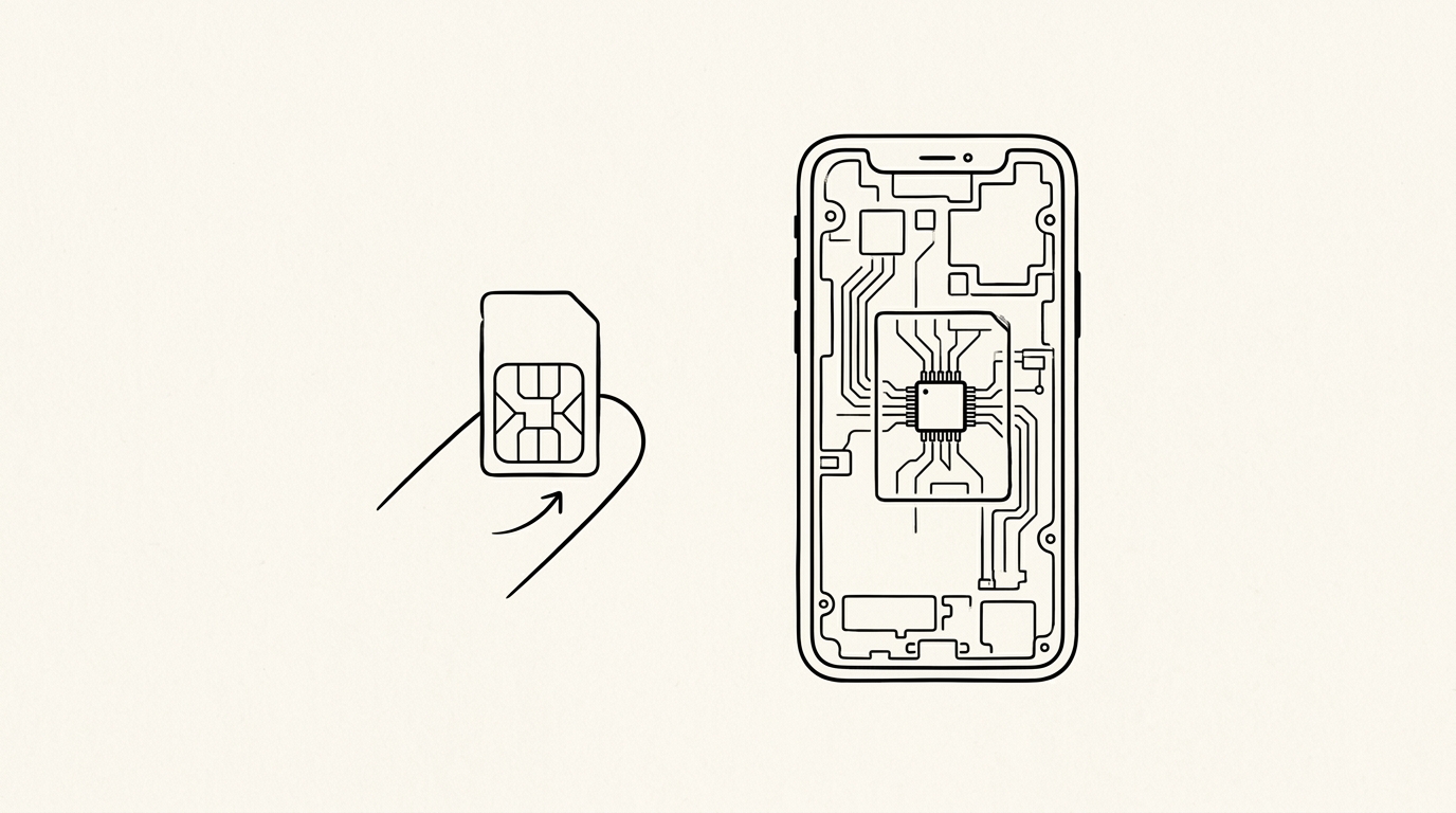 Physical SIM vs eSIM, WikiWalls Glossary illustration